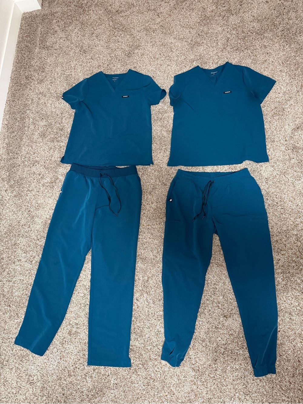 Jaanuu Teal Women's Two-Piece Pajama Sets - Short Sleeve Top & Drawstring Pants